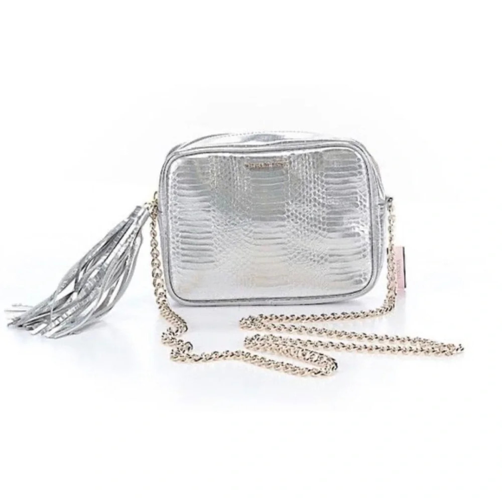 Victoria’s Secret silver metallic crossbody purse